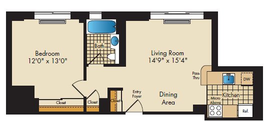 1 bed, 1 bath, 606 sqft, $5,289, Unit PH1N