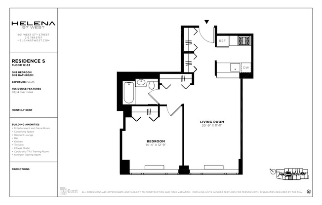 1 bed, 1 bath, $4,695, Unit 23S