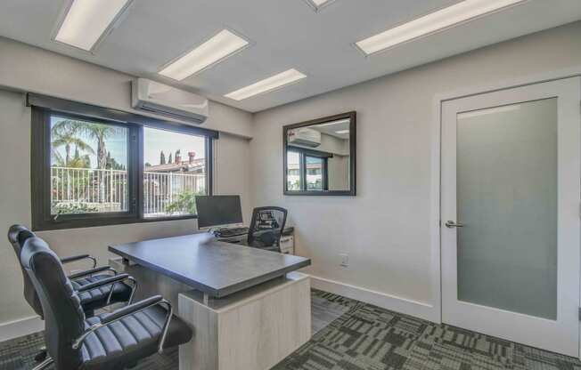 Manager Office with seating at Pines Apartments