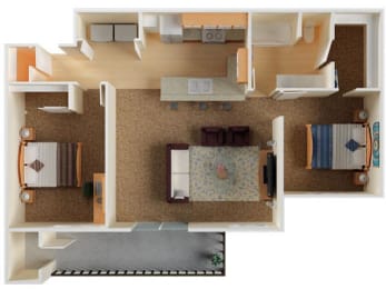 2 beds, 1 bath, 889 sqft, $1,593