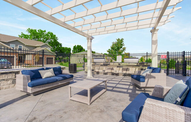 Outdoor Patio at Prairie Pines Townhomes, Shawnee, Kansas