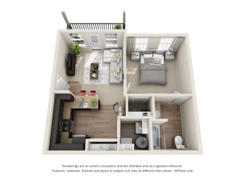 1 bed, 1 bath, 596 sqft, $1,290