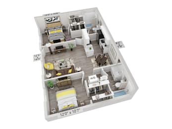 2 beds, 2 baths, 850 sqft, $1,499