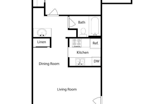 1 bed, 1 bath, 611 sqft, $995