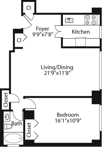 1 bed, 1 bath, 764 sqft, $5,626, Unit 23B