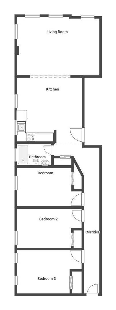 3 beds, 1 bath, 1,160 sqft, $1,680, Unit 4E