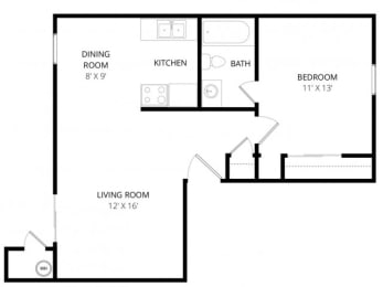 1 bed, 1 bath, 610 sqft, $899
