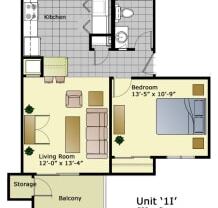 1 bed, 1 bath, 598 sqft, $1,450