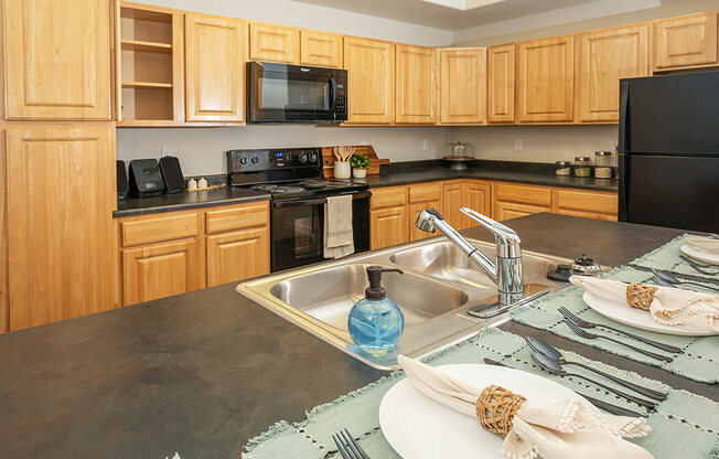 Kitchen and Island at Four Seasons at Southtowne Apartments, Utah