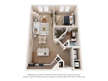 1 bed, 1 bath, 857 sqft, $1,260