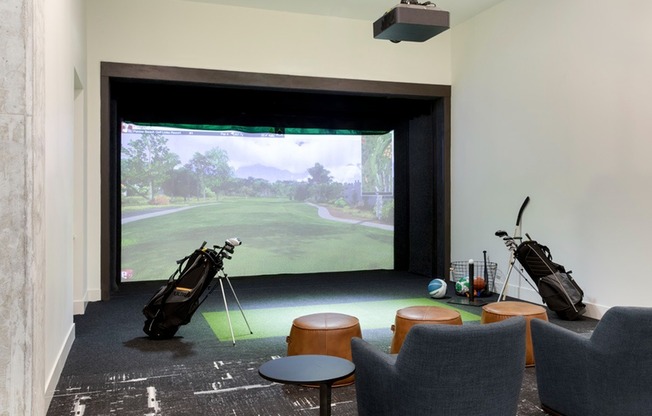 Gaming Room with Golf Simulator