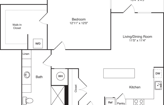 1 bed, 1 bath, 778 sqft, $1,525, Unit 115