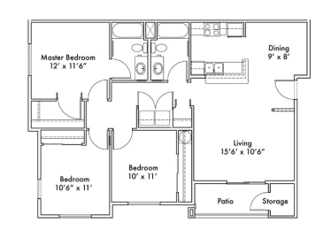3 beds, 2 baths, 1,278 sqft, $2,451