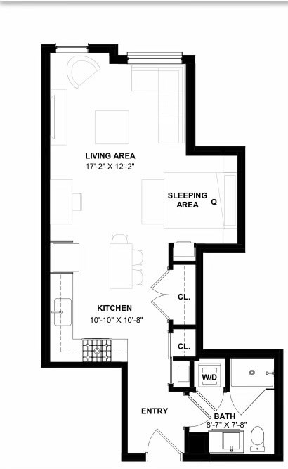 Studio, 1 bath, 545 sqft, $3,200, Unit 402