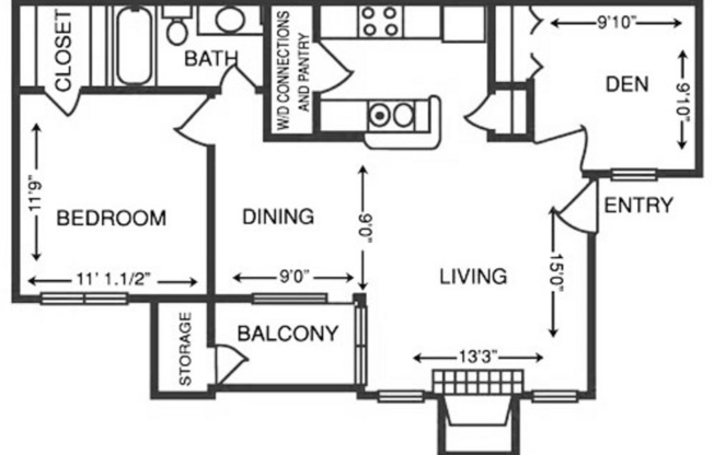 1 bed, 1 bath, 779 sqft, $1,470