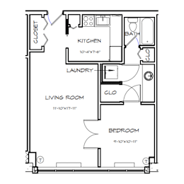 1 bed, 1 bath, 572 sqft, $1,841
