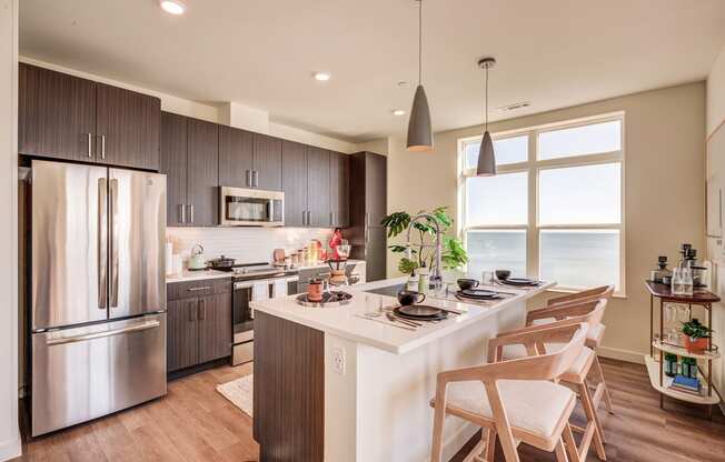 Large kitchen island in select units - BLVD at Revere Beach