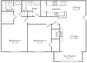 2 beds, 2 baths, 1,140 sqft, $1,414