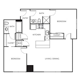 2 beds, 2 baths, 882 sqft, $2,610