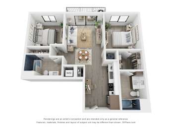 2 beds, 2 baths, 965 sqft, $2,398