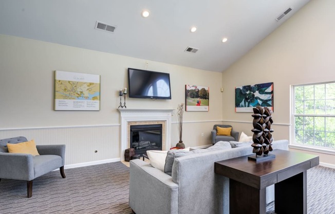 Clubroom With Smart Tv And Fireplace at The Fields at Lorton Station, Lorton, VA, 22079