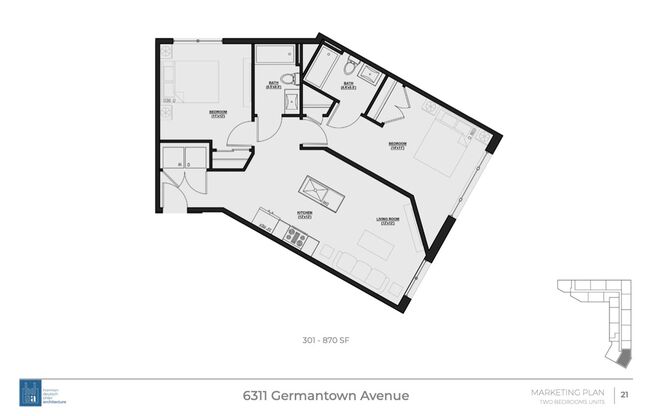 2 beds, 2 baths, 979 sqft, $2,025, Unit 301