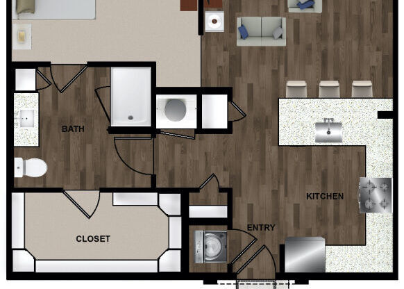 1 bed, 1 bath, 851 sqft, $1,390