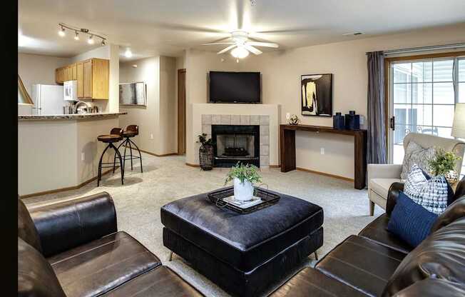 Fireplace Living Area at Tranquility Pointe, Nebraska, 68164