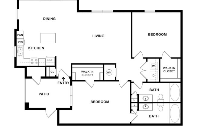 2 beds, 2 baths, 1,140 sqft, $1,875