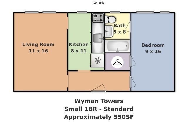 1 bed, 1 bath, 550 sqft, $1,450, Unit 308