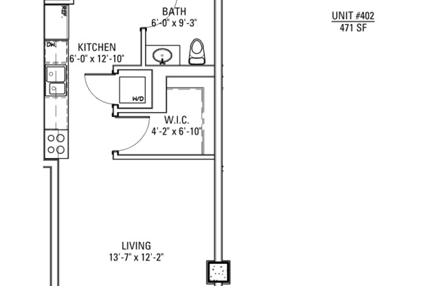 Studio, 1 bath, 470 sqft, $1,950, Unit 3833-402