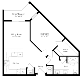 1 bed, 1 bath, 861 sqft, $1,579