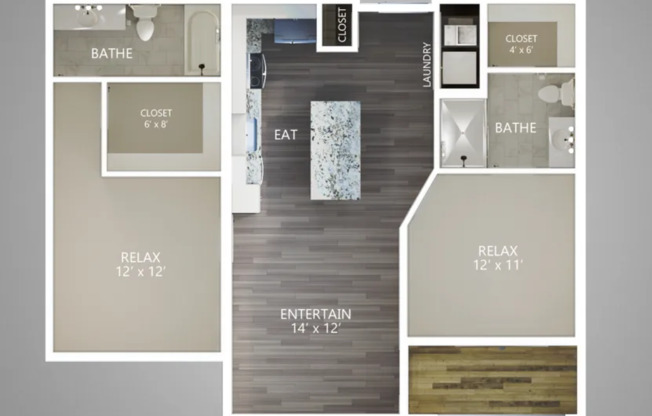 2 beds, 2 baths, 1,007 sqft, $1,880, Unit 314