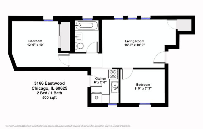2 beds, 1 bath, 500 sqft, $1,575, Unit 3166-2