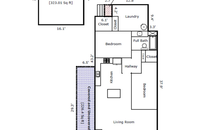 2 beds, 1 bath, 993 sqft, $1,590, Unit 1407