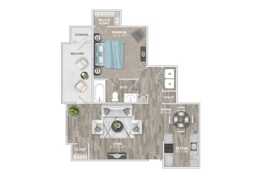 1 bed, 1 bath, 760 sqft, $1,410