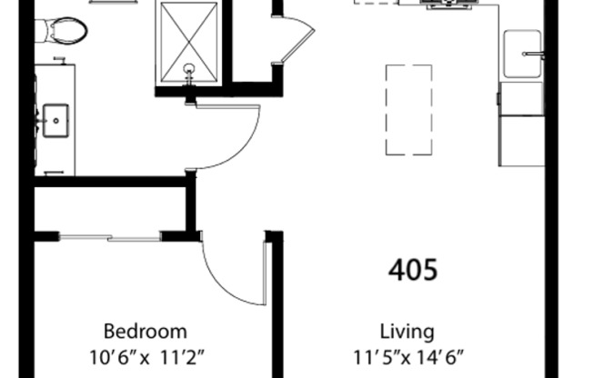 1 bed, 1 bath, 591 sqft, $3,095, Unit 405