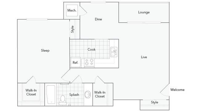 1 bed, 1 bath, 912 sqft, $1,539