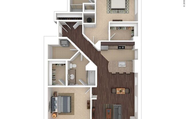 2 beds, 2 baths, 1,220 sqft, $3,040