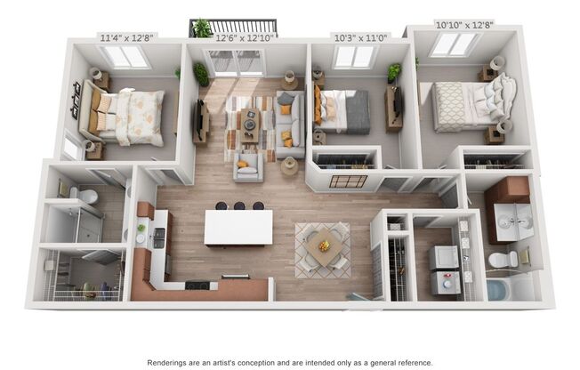 3 beds, 2 baths, 1,301 sqft, $1,730, Unit 212