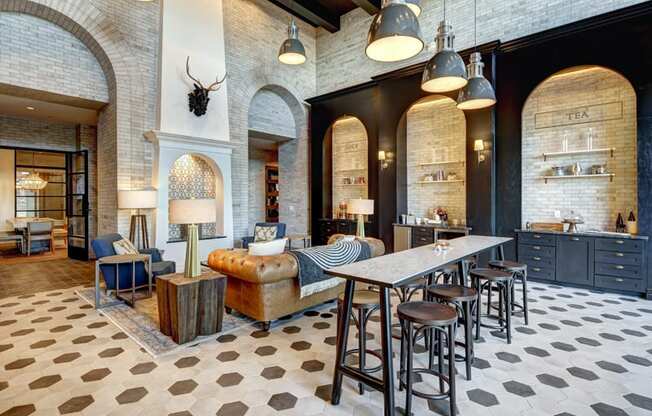 Clubhouse Kitchen Breakfast Bar with Stools at The Alden at Cedar Park, Texas, 78613