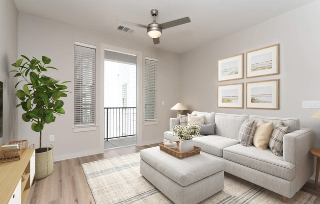 Living Room with Balcony and Hard Surface Flooring