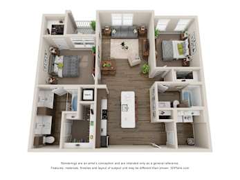 2 beds, 2 baths, 1,219 sqft, $1,659