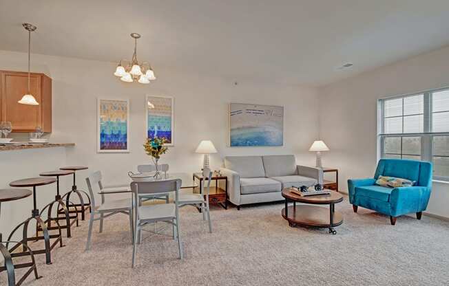 Swan Creek living room Apartments in Fitchburg, Wisconsin