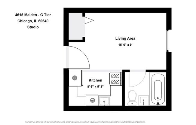 Studio, 1 bath, 250 sqft, $1,150, Unit 4615-2G