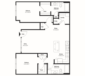 2 beds, 2 baths, 1,088 sqft, $1,610