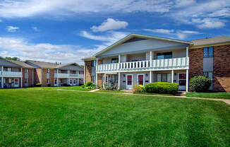green space outside apartments at north park