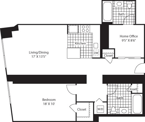 1 bed, 1 bath, 1,083 sqft, $4,164