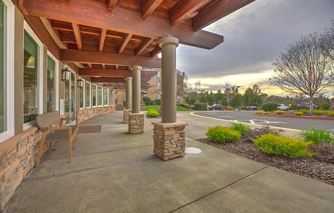 Large walkway with seating at VINTAGE AT BENNETT VALLEY, Santa Rosa, CA 95405