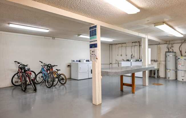 Crown East bike storage, laundry facilities